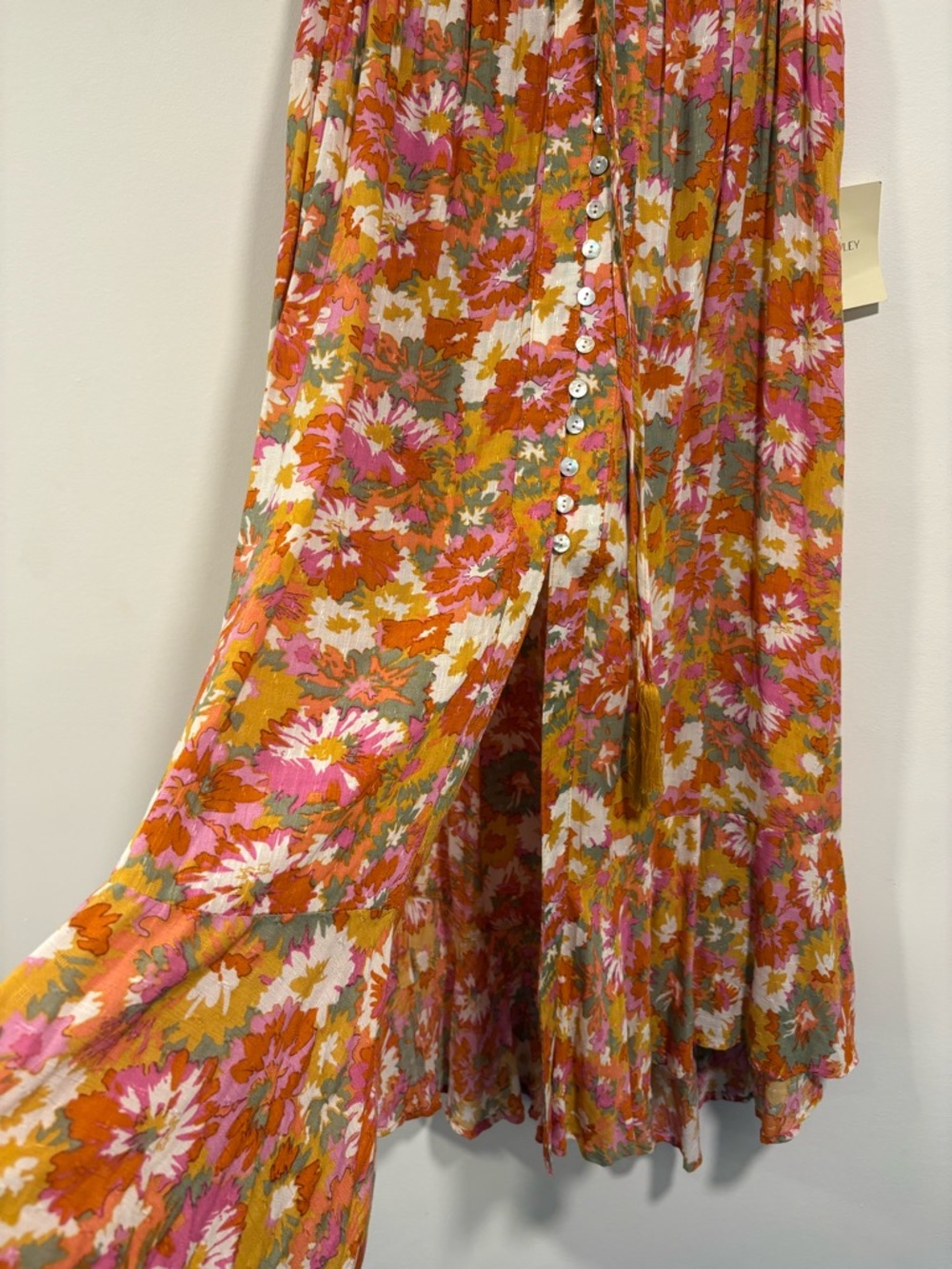 Cynthia Rowley Orange Floral Smocked Maxi Skirt - Picture 5 of 11